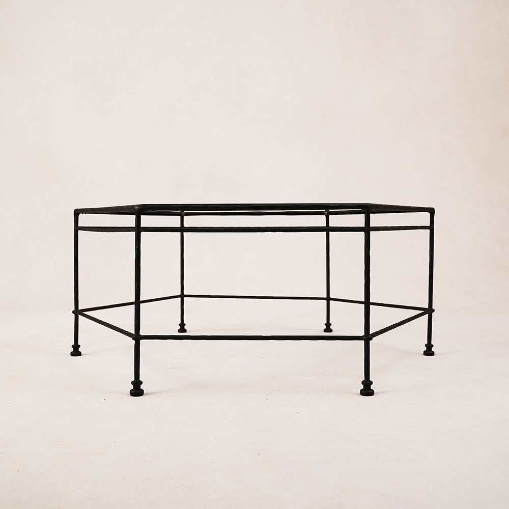 Table basse hexagonale d'extérieur en verre Provence