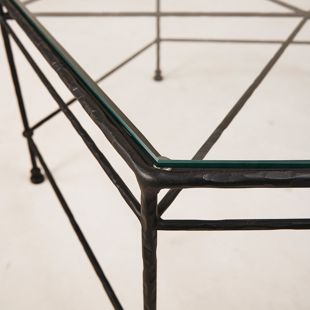 Table basse hexagonale d'extérieur en verre Provence