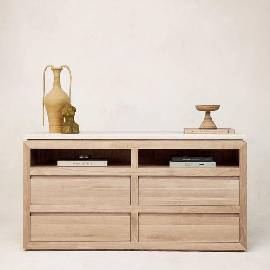 Commode en marbre Sofita - Chêne blanc